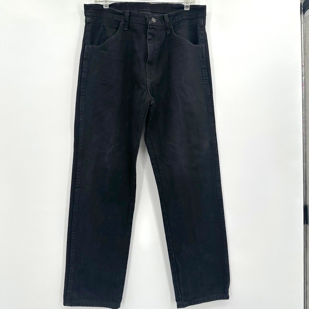 Vintage Mens Rustler Regular Fit Straight Leg Black Denim Jeans 34x30